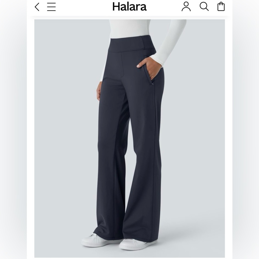 HALARA Dark Blue Wide-Leg Pants